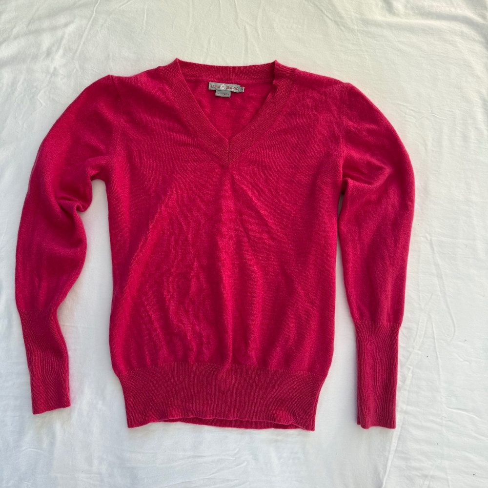 LUIGI BALDO Cashmere Bold Pink V neck Sweater- Women M